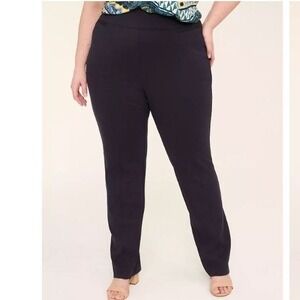 NWT Lane Bryant Plus Size Ponte Pull-On Straight Leg Pants Sz 28 Black Knit